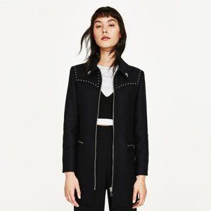 Zara Western Studded Black Coat